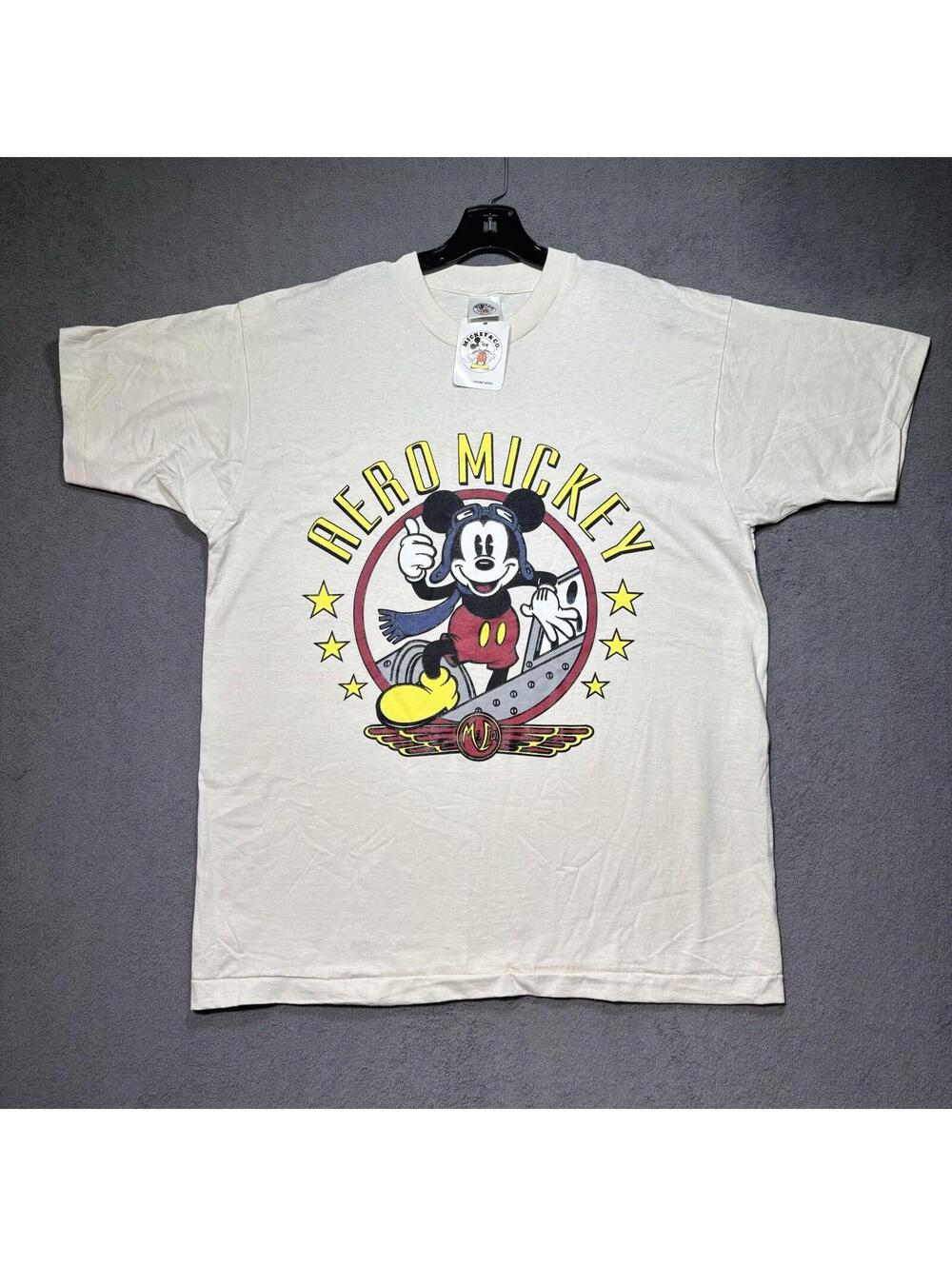 Vintage Aeromickey Mickey Mouse Aviator Tee NWT USA Single Stitch XL